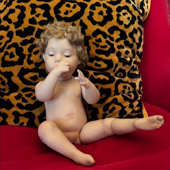Realistic Baby Porcelain Doll with Curly Hair 1994 - Picture 1 of 11